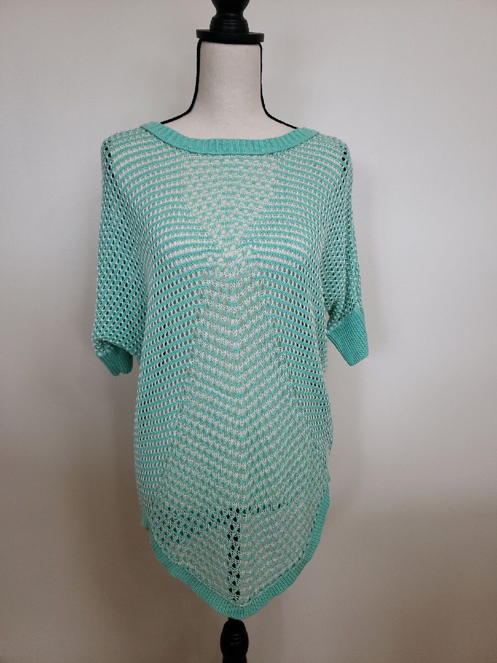 ANA Open Knit Mint Tunic Sweater Sz L